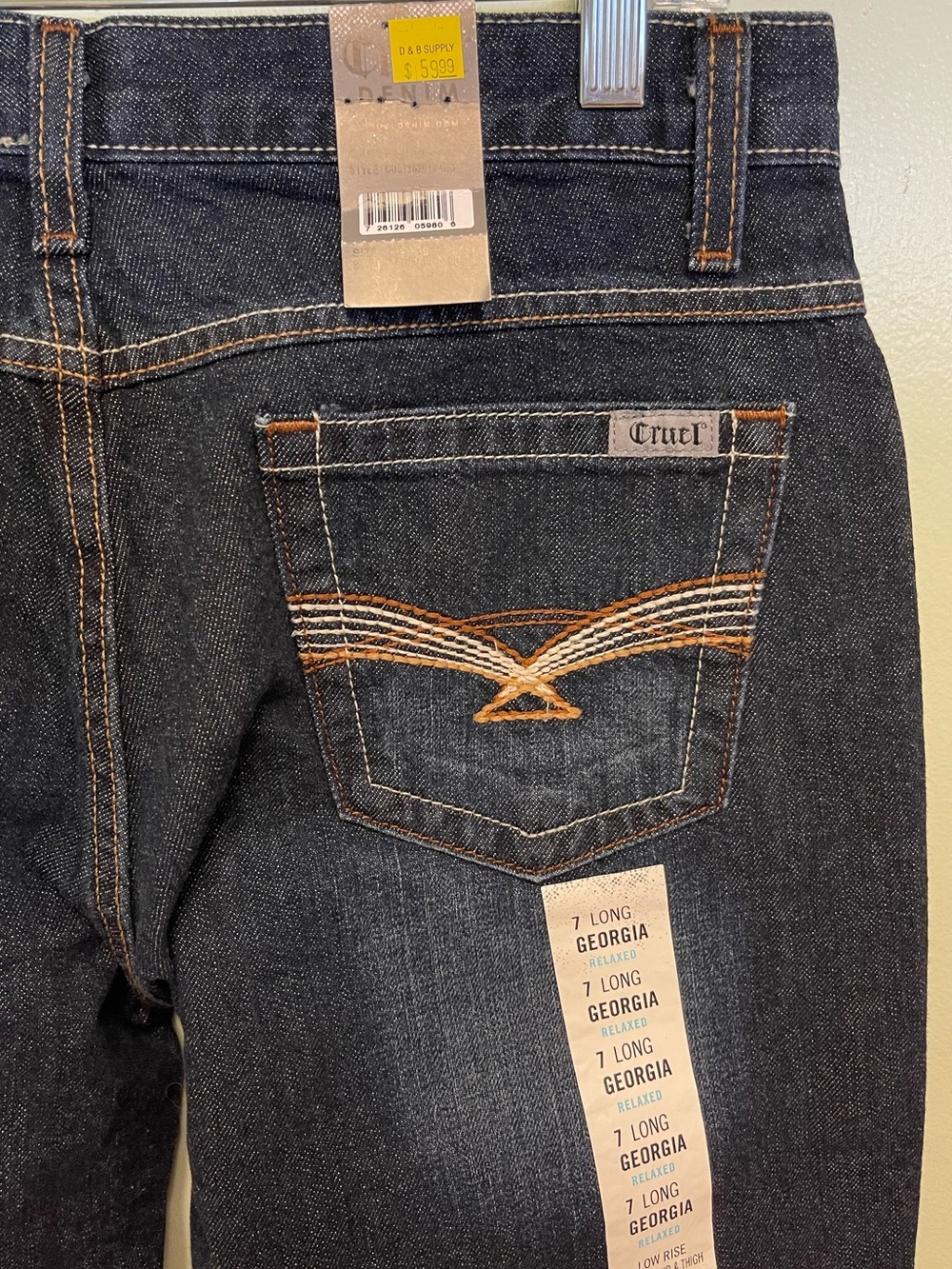 Cruel Denim Women's Boot Cut Jeans - Dark Indigo with Orange Stitching